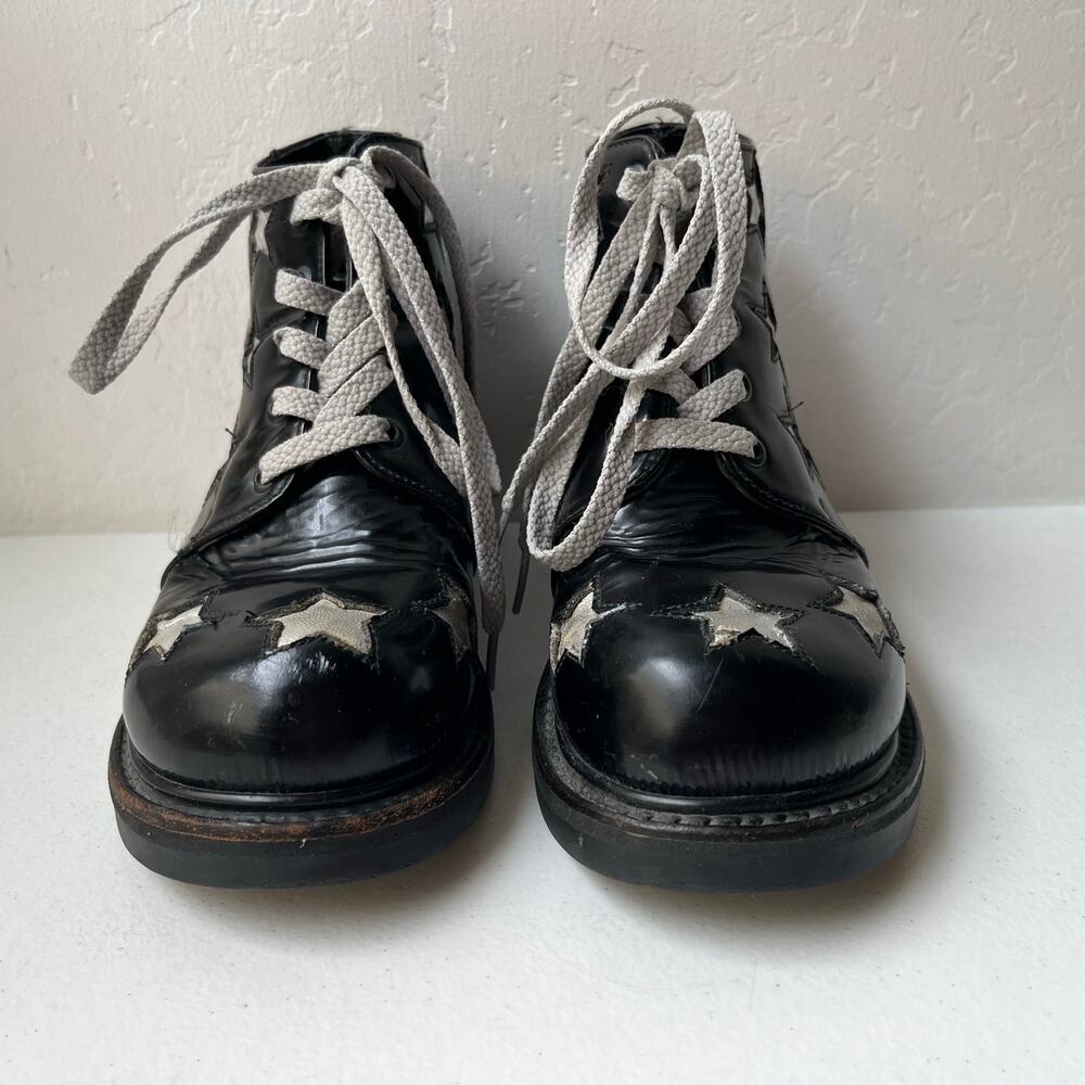 Vintage Muro Welt Leather Boots Size M5/W7 Unisex Stars 90s Y2K Grunge Goth Punk - Picture 3 of 11